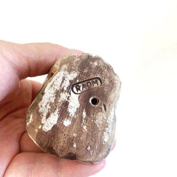 Cute Ceramic Hand Painted and Carved Owl Figurine Marked 3” Tall - Picture 6 of 9